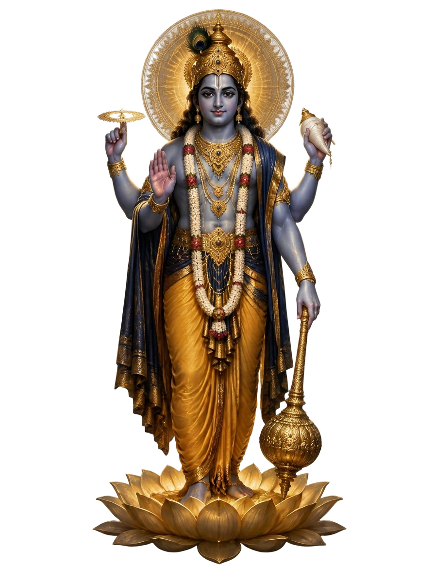 Traditional celestial artwork of Lord Vishnu
