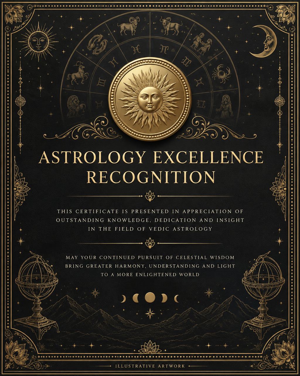 Astrology Excellence Recognition, illustrative artwork only